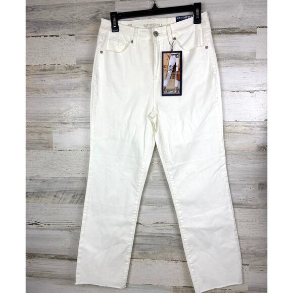 Sound Style Womens 4 White High Rise Straight Leg Denim Jeans NWT - Picture 1 of 9